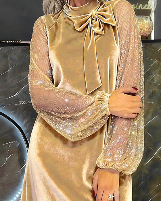 Elegant Klänning Med Lyktärmar Och Lappverk