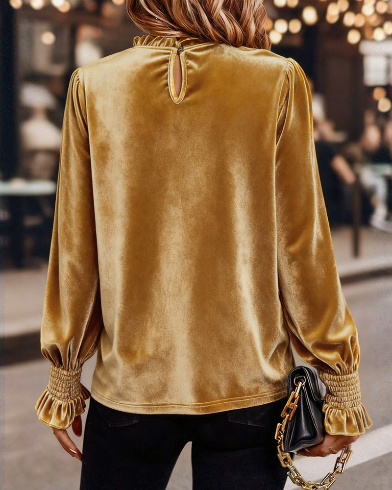 Topp Ryschad Sammet Lång Ärm