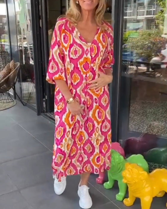 Modetryck Klänning med halvärmar