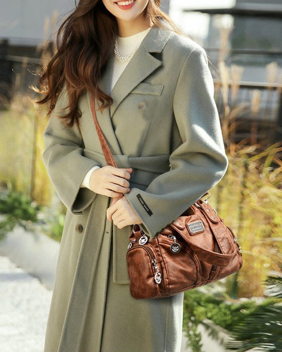 Vintage mjuk läderhandväska och budbärarväska.