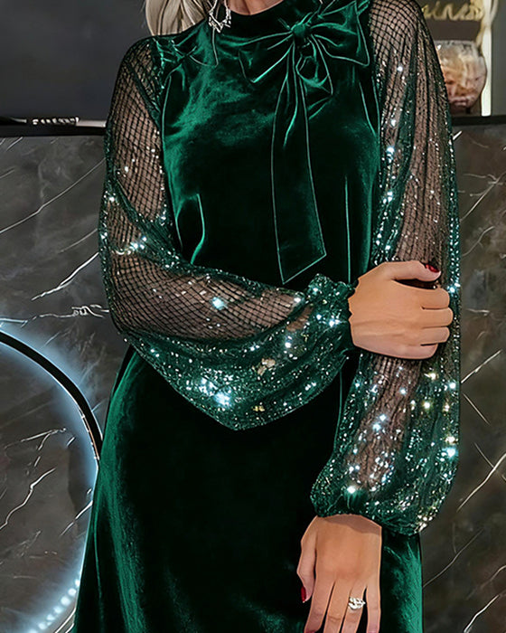 Elegant Klänning Med Lyktärmar Och Lappverk