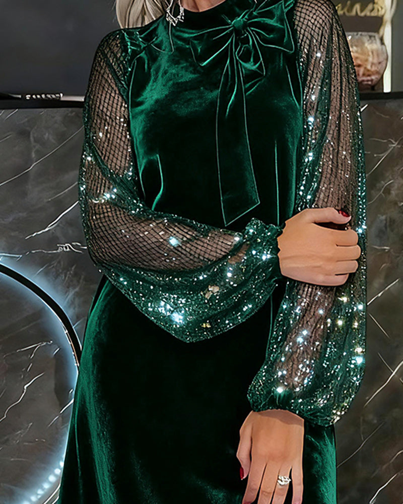 Elegant Klänning Med Lyktärmar Och Lappverk