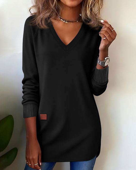 Modernt Sweatshirt Med V-Ringning