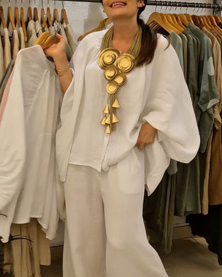 Blus Puff Ärm Linne Lös Passform