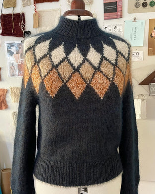 Pullover med geometrisk rhombus jacquard