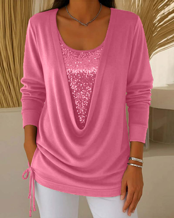 Paljettopp I Kontrastfärg Med Tvådelad Look