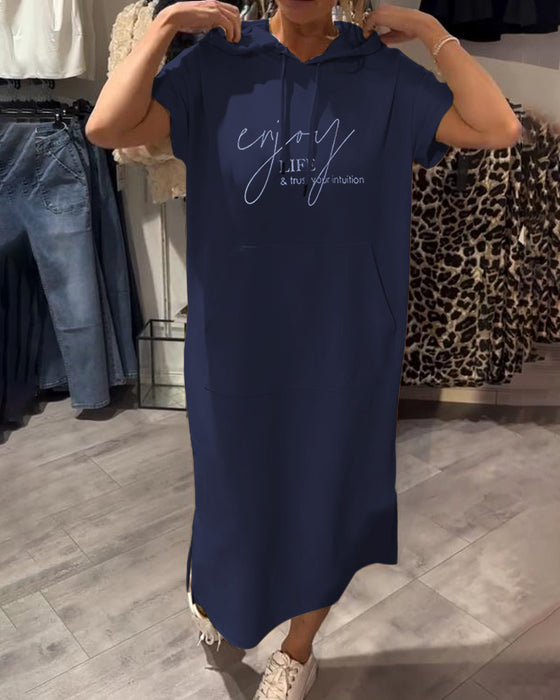 Klänning Med Huva Casual Snörning