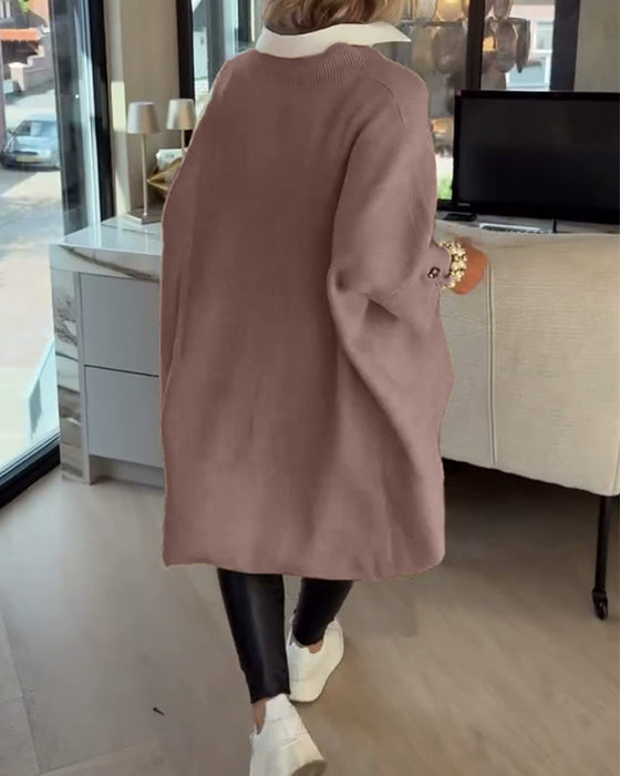 Tröja Med V-Hals, Knäppt Och Asymmetrisk Egenskaper