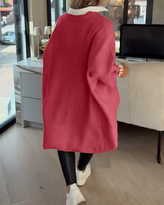 Tröja Med V-Hals, Knäppt Och Asymmetrisk Egenskaper