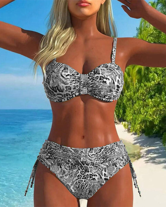 Ögonfallande Delad Badkläder med Leopardmönster