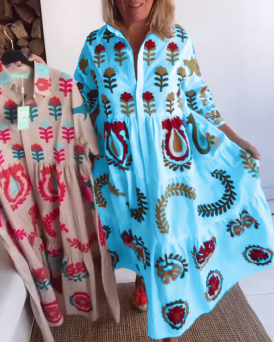 Klänning Blommigt Grafiskt Tryck