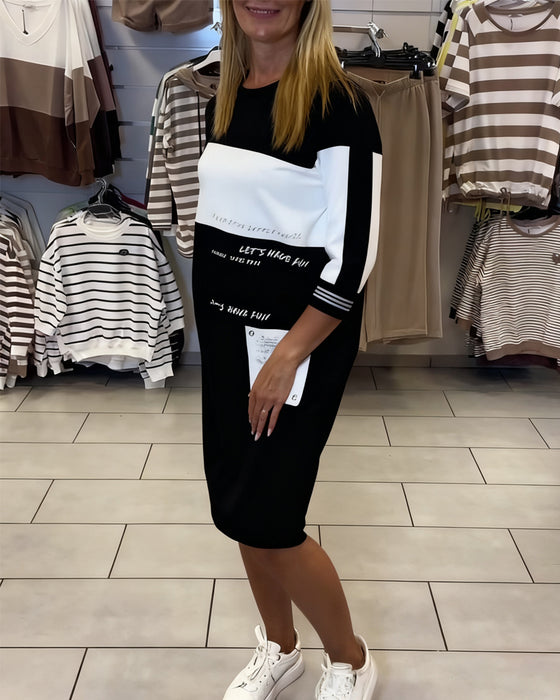 Klänning Med Kontrasterande Paneler