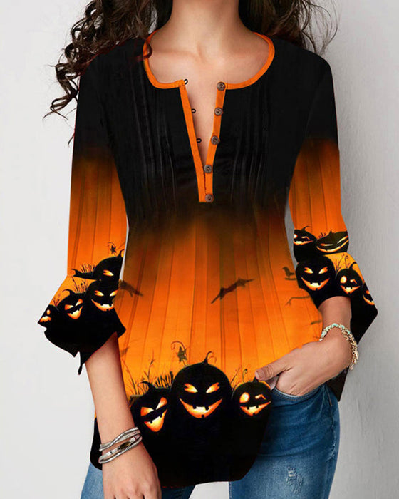 Topp med oregelbunden halloweentryck
