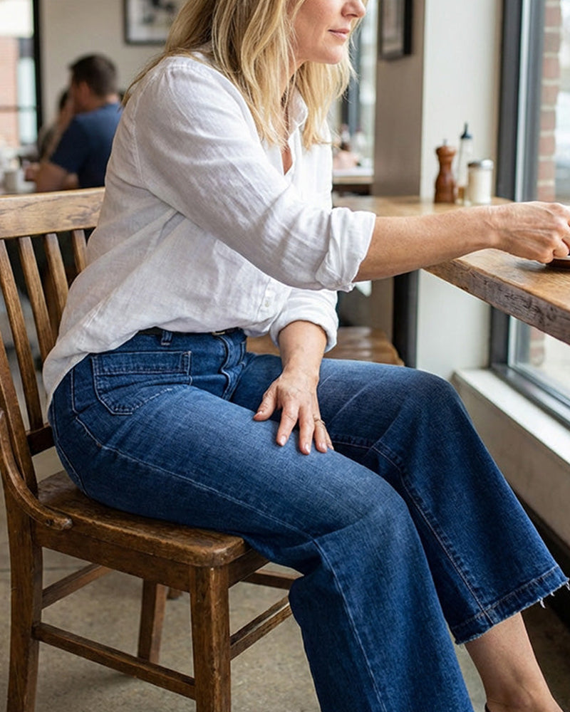 Byxa Dam Casual Hög Midja Bred Benslut