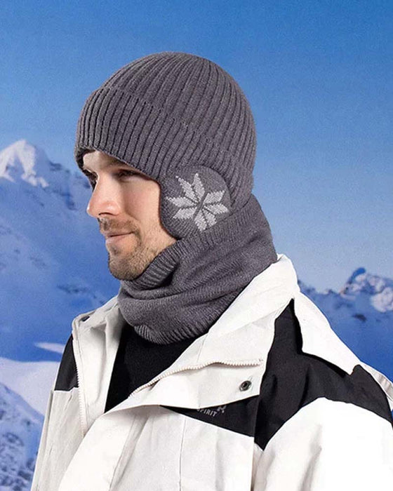 Vinter mössa halsduk uppsättningar varm stickad mössa