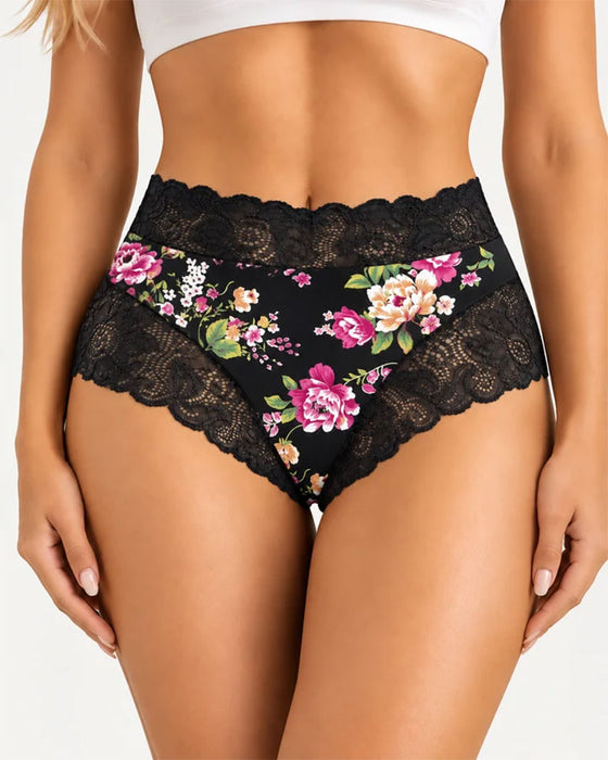 Trosor 3-Pack Hög Midja Blommig Tryck Spets Kant