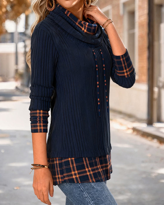 Trendig Avslappnad Topp Med Kontrastsömmar