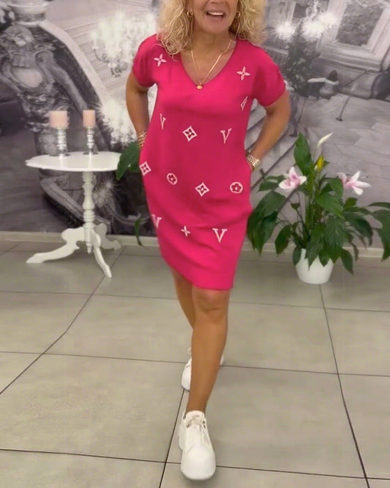 Klänning Mode V-Ringning Kortärmad