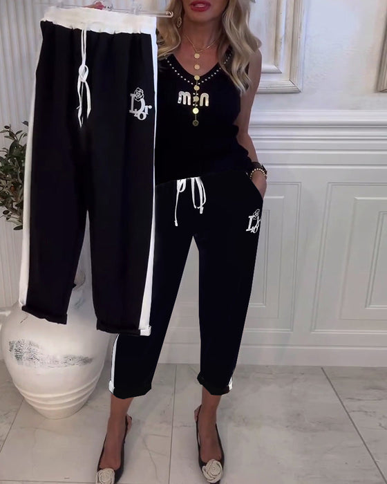 Byxor casual slim fit elastisk dragsko