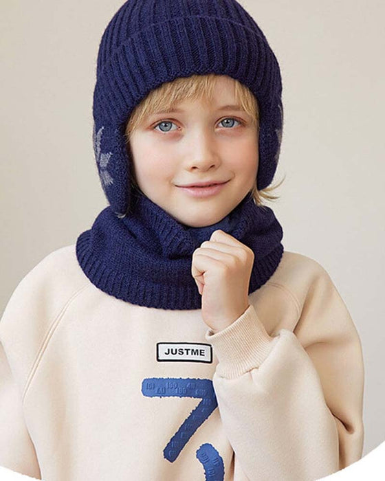 Vinter mössa halsduk uppsättningar varm stickad mössa