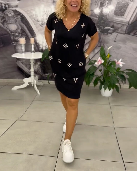 Klänning Mode V-Ringning Kortärmad