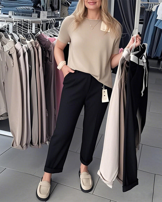 Byxor Enfärgad Avslappnad Rak