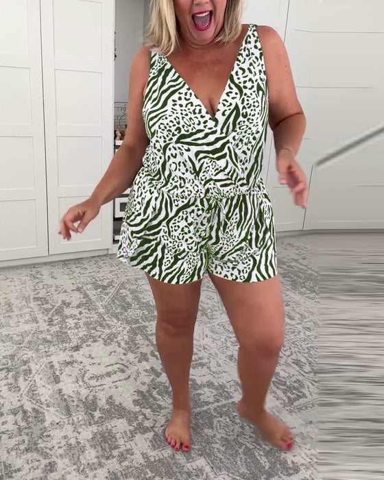 Slim Fit Baddräkt Med Zebramönster