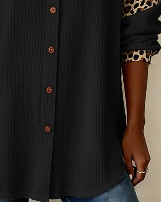 Skjorta Slag Knäppning Leopardmönster