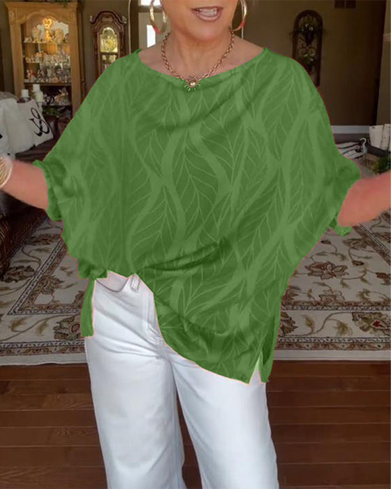 Blus Rund Hals Lös Tryck