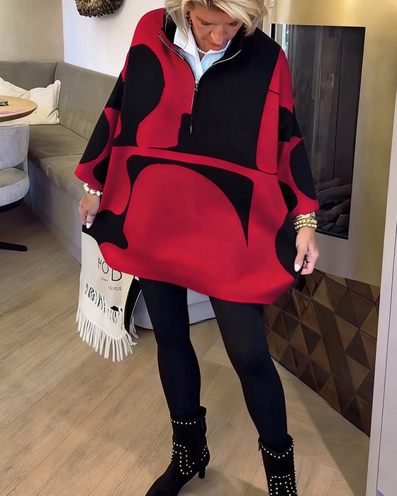 Pullover Med Halvdragkedja Och Modernt Ståkrage