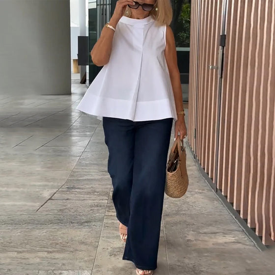 Blus Ärmlös Enfärgad Enkel