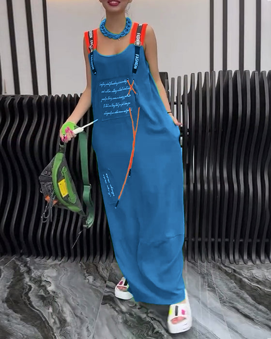 Klänning Ärmlös Personlig Bokstavstryck