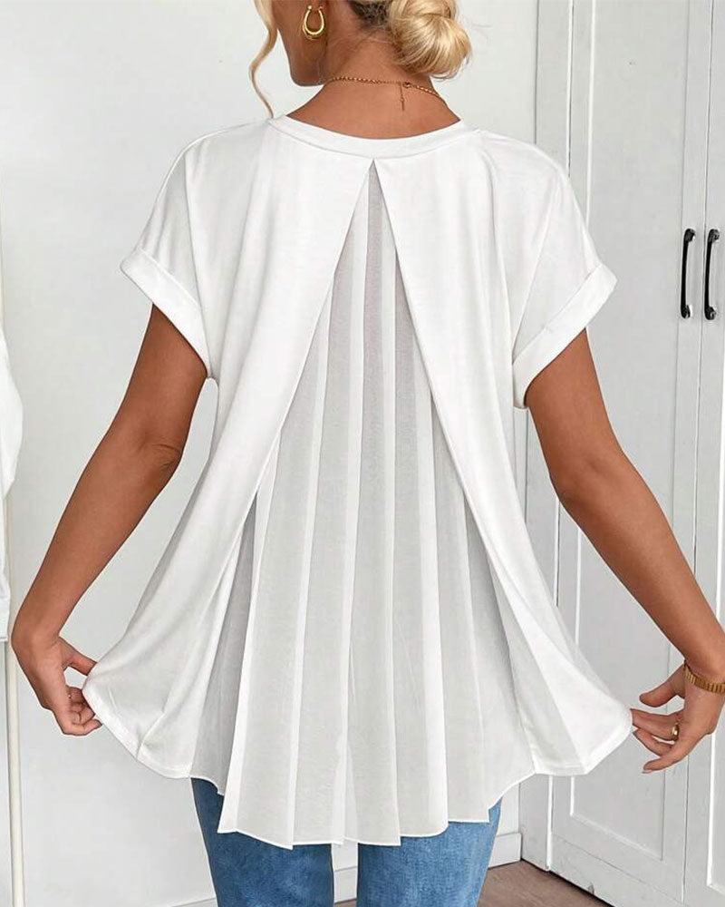 T-Shirt Kortärmad Enfärgad Lapptäcksdesign