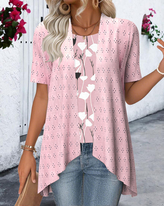 Blus Falsk Tvådelad Tryckt