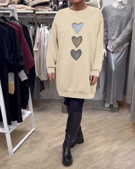 Klänning Shift Hjärt Mönster Casual