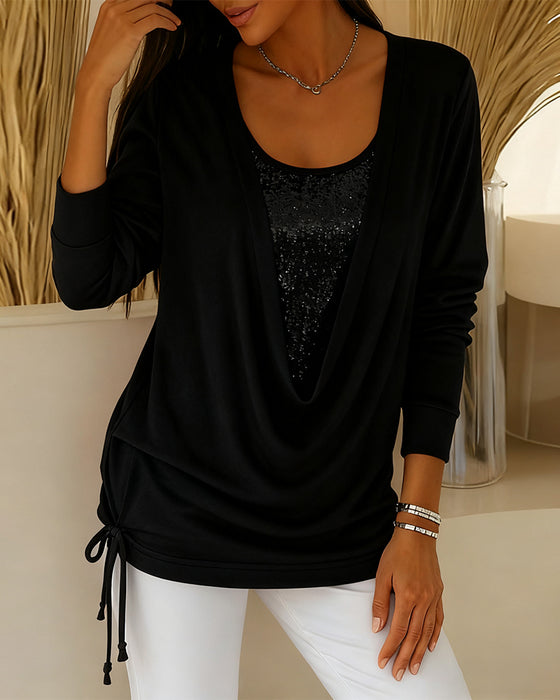 Paljettopp I Kontrastfärg Med Tvådelad Look