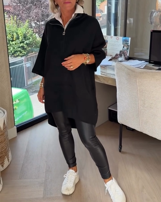 Pullover Ståkrage Halv Dragkedja Lös