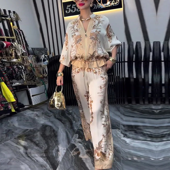 Kostym med Vida Ben Temperament Ståkrage Dragkedja