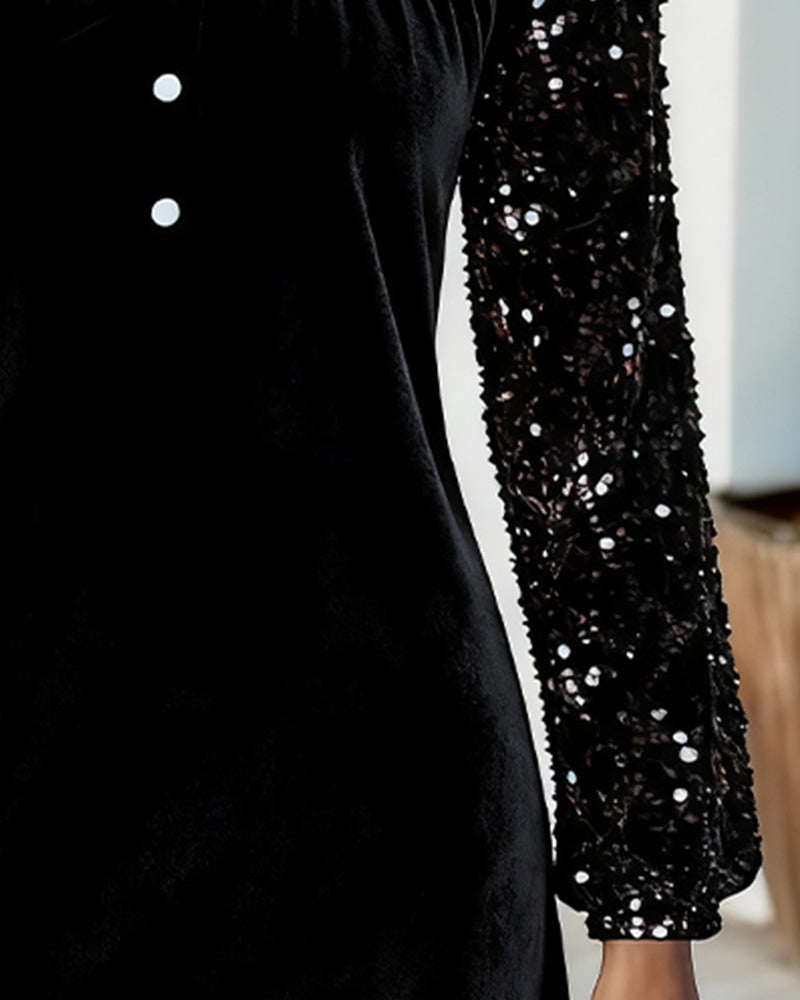 Paljettprydd Sammetslappklänning
