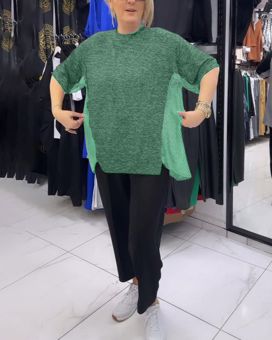 Casual blus med lapptäcke av kritstreck