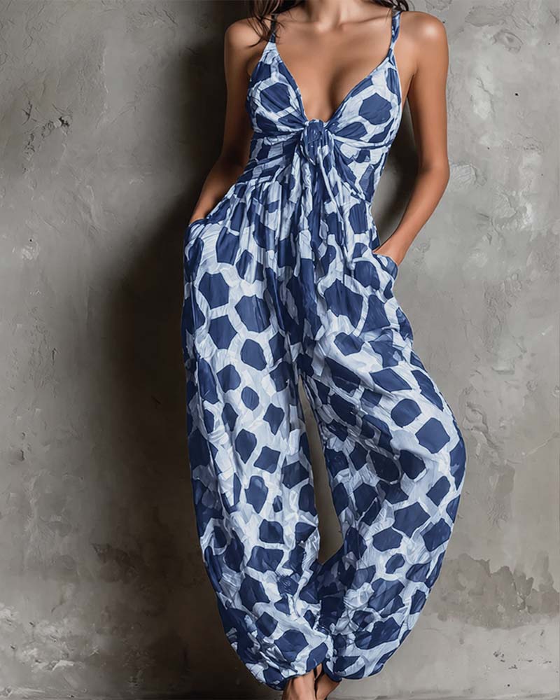 Jumpsuit Leopardmönster Hängslor Bredbent