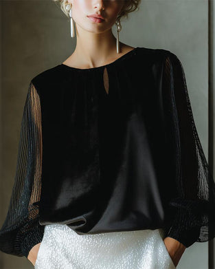 Modig Enfärgad Blus Med Lyktärmar