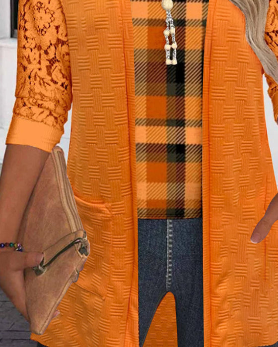 Topp Med Faux Tvådelad Rutig Design