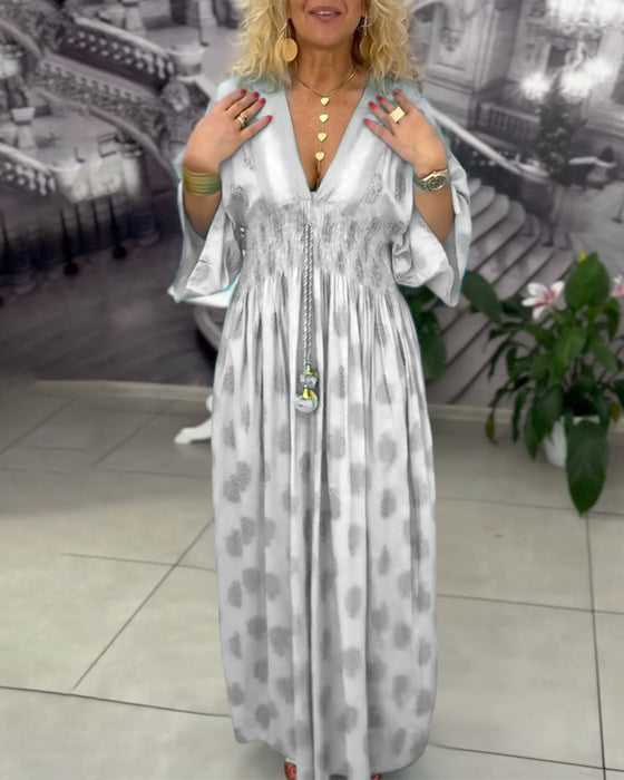 Klänning Lös Semestertryck Midja Maxi