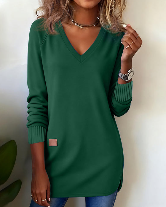 Modernt Sweatshirt Med V-Ringning