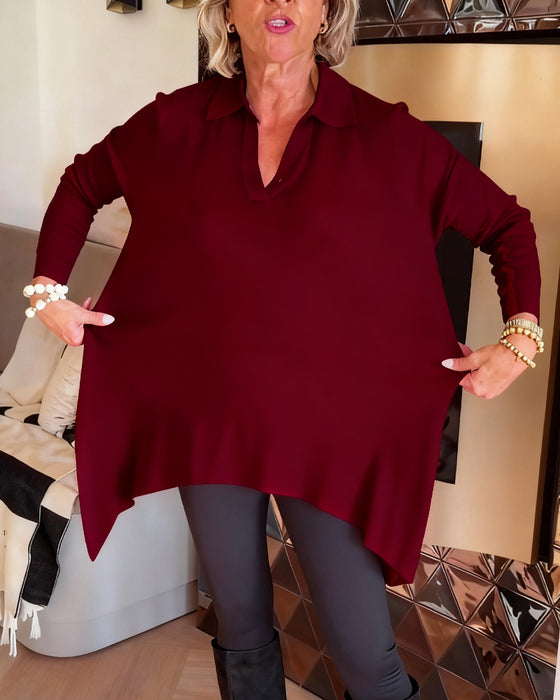 Oregelbunden Krage Långärmad Topp