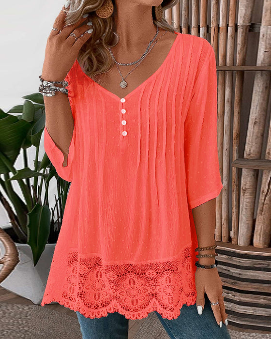 Enfärgad patchwork-top casual