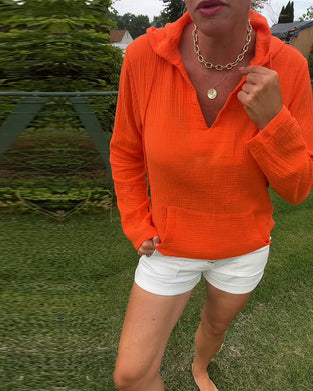 Blus Enfärgad Med Ficka Mode