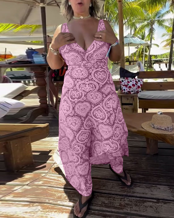 Baddräkt Bandeau Hjärtformad Semestertryck