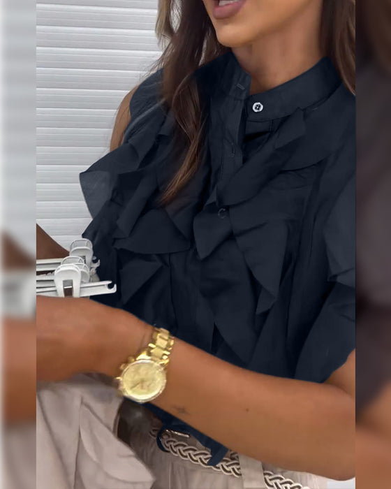 Tank Top Designer Ruffle Ärmlös